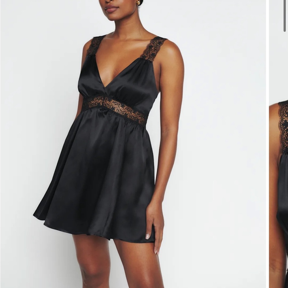 Reformation Elina Silk Dress Black - Size 4